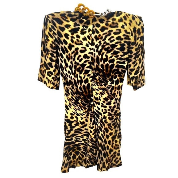 Stella McCartney NWT Chain-Embellished Leopard Print Draped Falabella Dress S - Picture 9 of 16